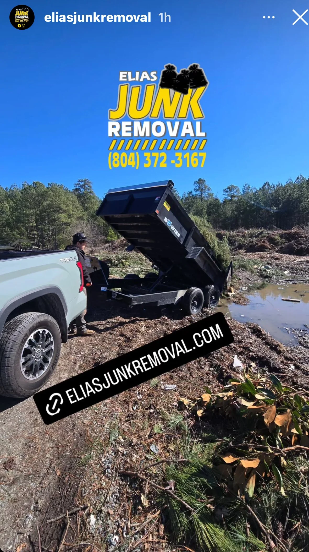 Dumping yard waste by Elias Junk Removal in Hanover County