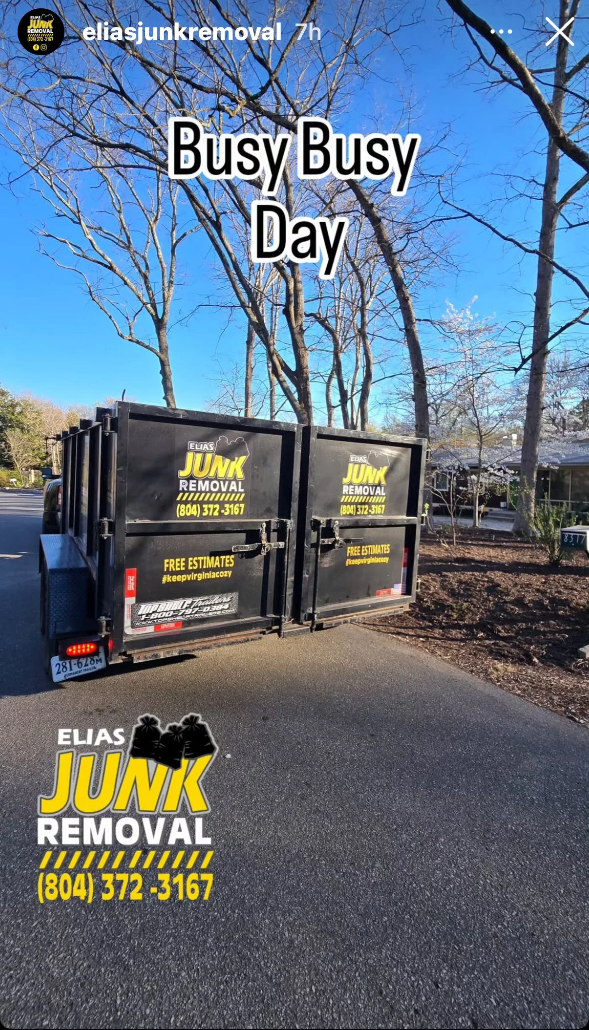Busy, busy day for Elias Junk Removal in Richmond, VA