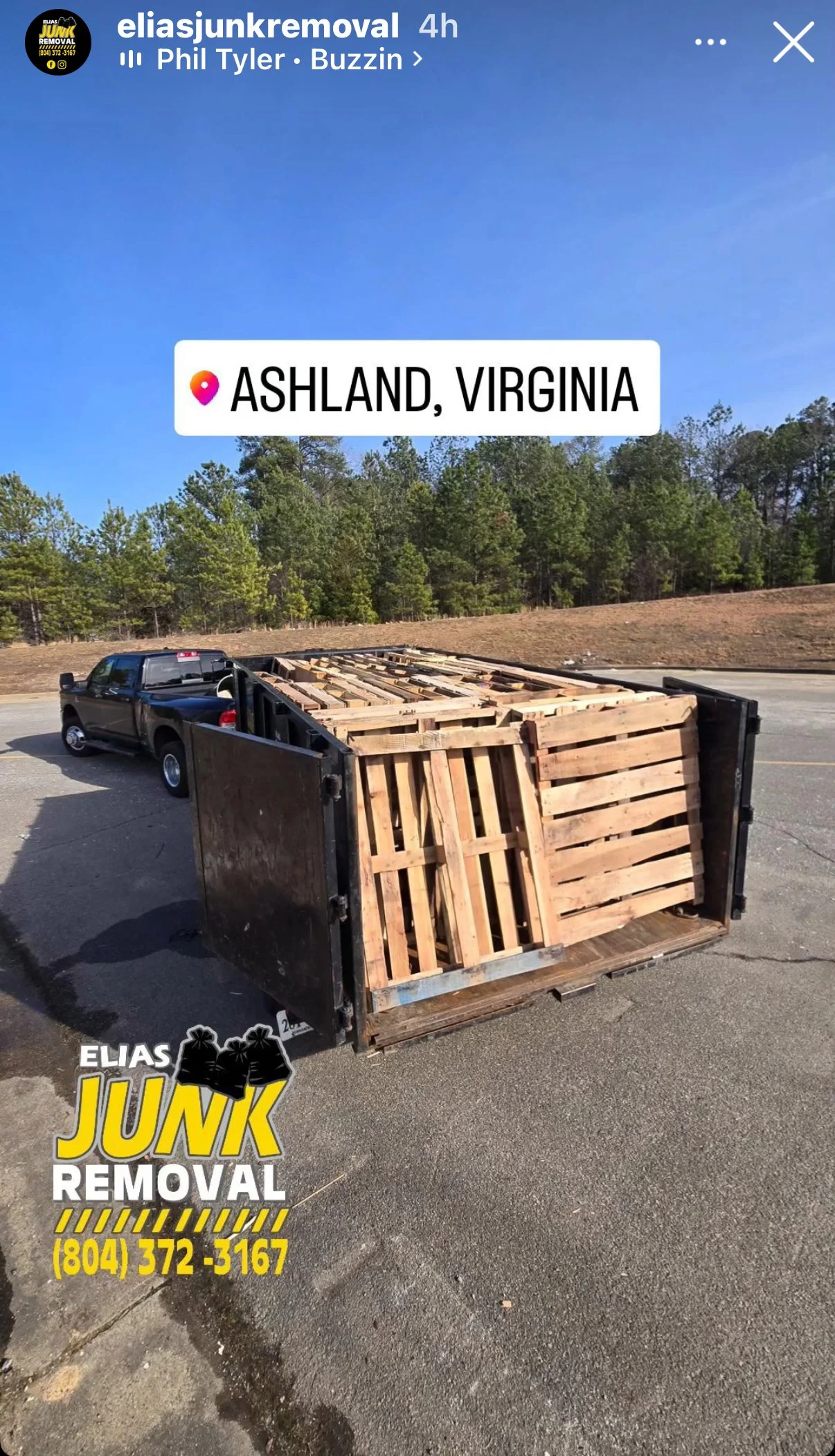 Commercial wood pallet removal in Ashland VA by Elias Junk Removal