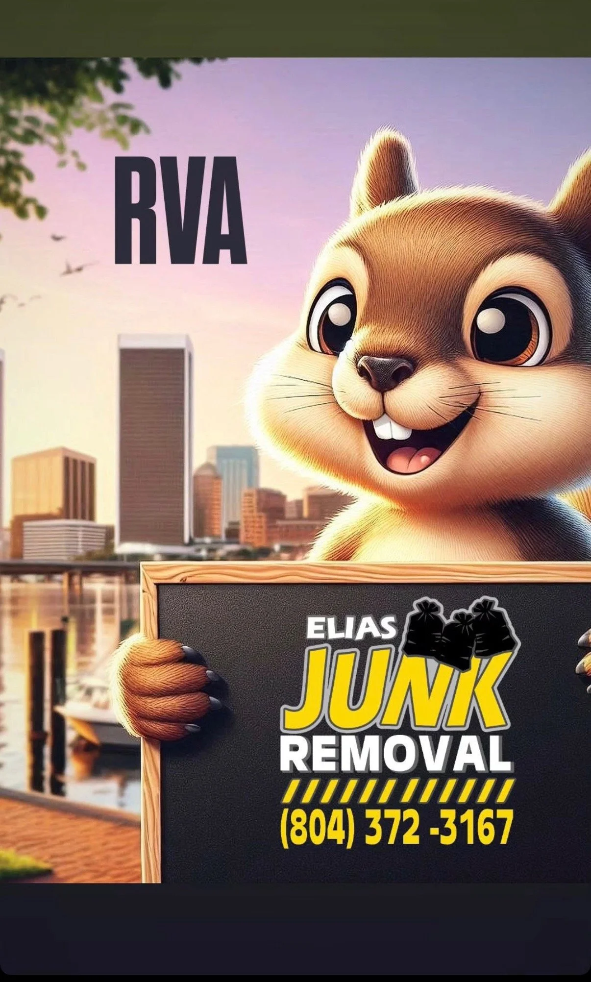 Elias Junk Removal in RVA squirrel sign