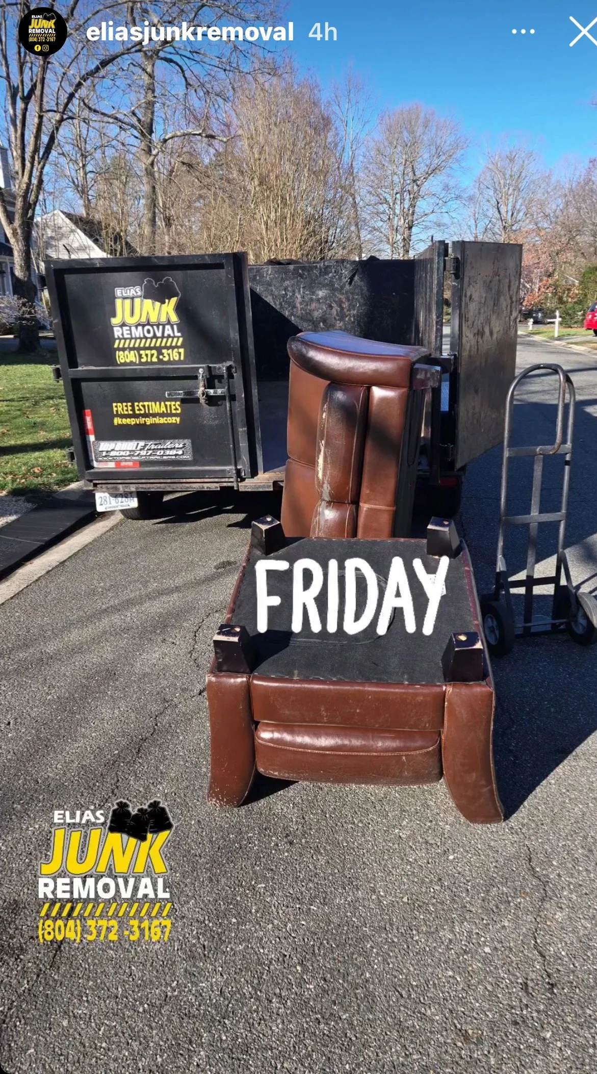 Furniture removal by Elias Junk Removal in Richmond, VA