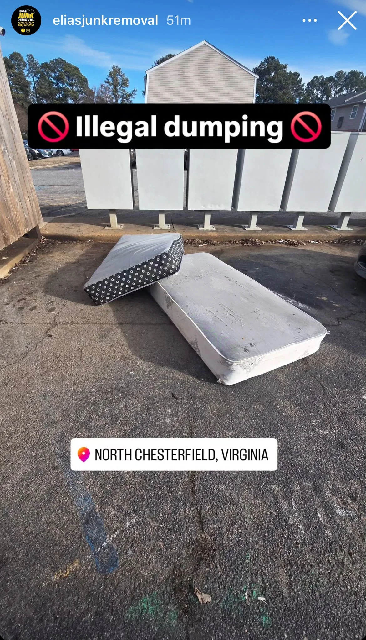 Illegal dumping in North Chesterfield, VA picked up by Elias Junk Removal