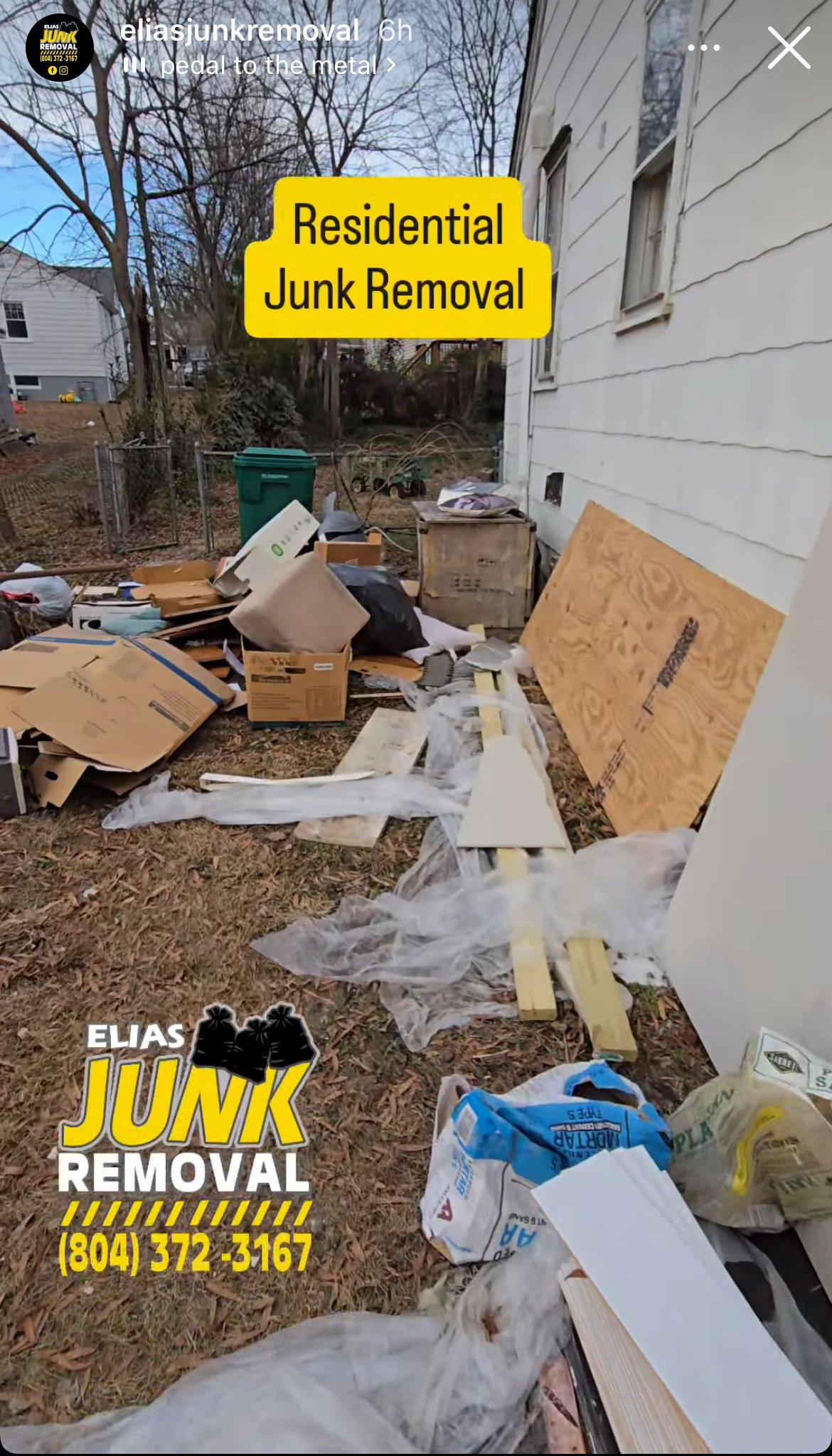 Residential junk removal by Elias Junk Removal in Richmond, VA