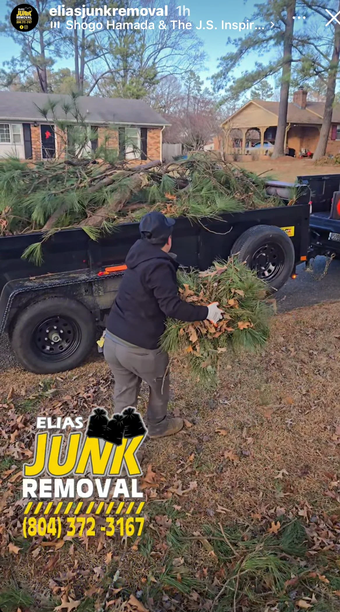 Brush debris removal by Elias Junk Removal in Richmond, VA