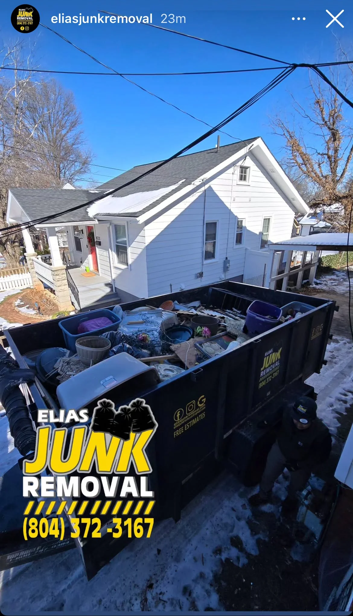 House Cleanout by Elias JunkRemoval on a snowy day