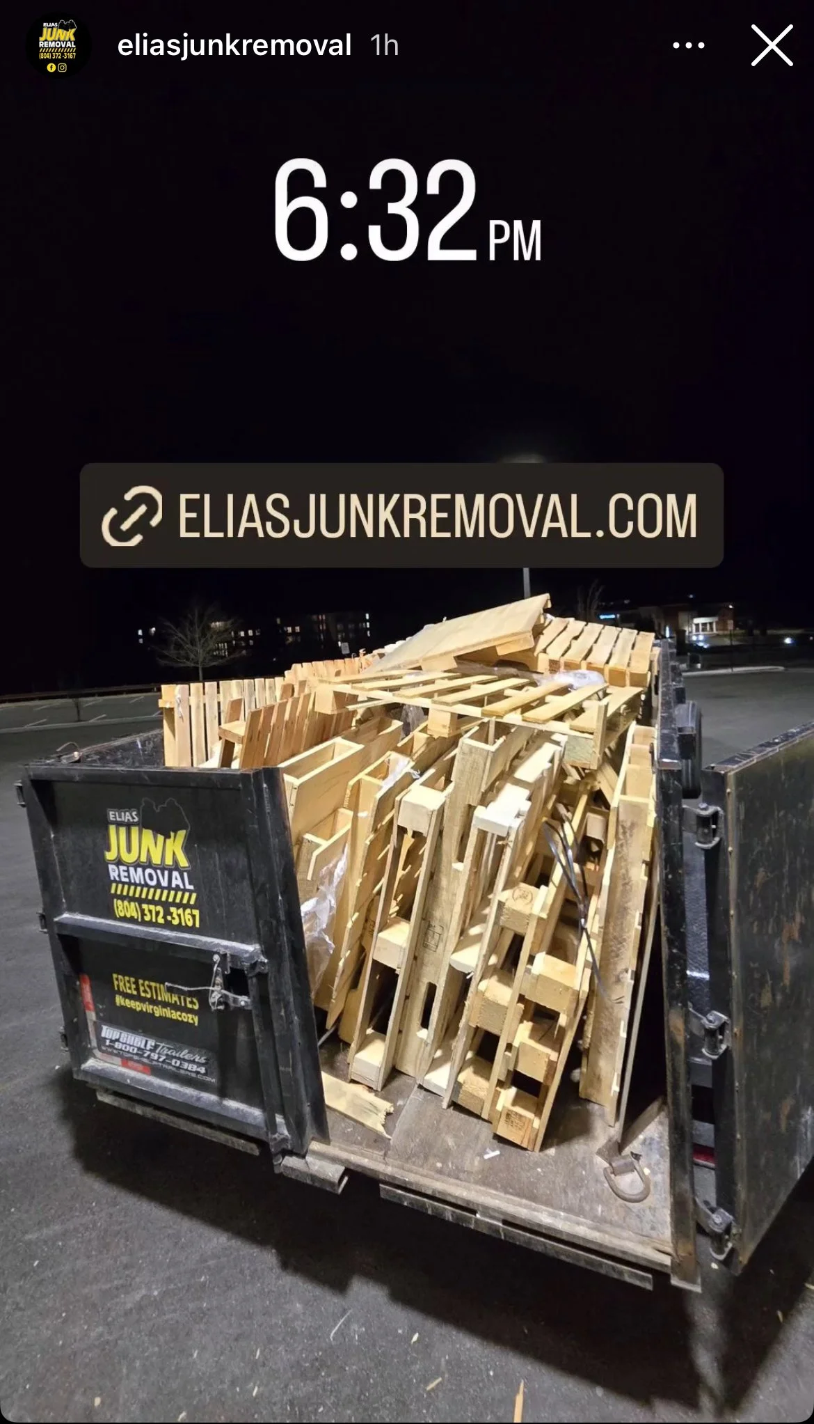 Elias Junk Removal night pickup in Richmond, VA