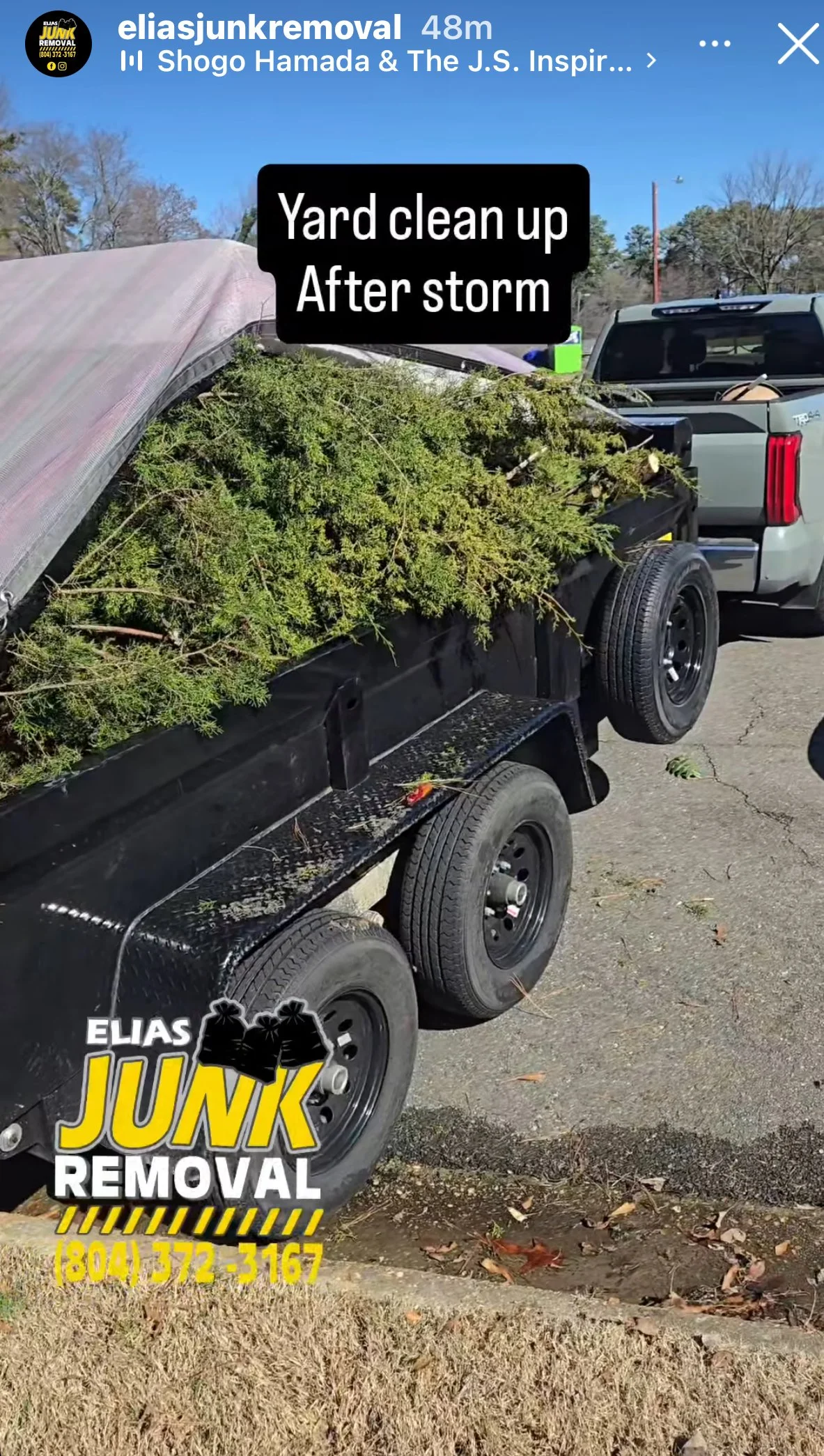 Yard cleanup  after storm by Elias Junk Removal in Richmond, VA