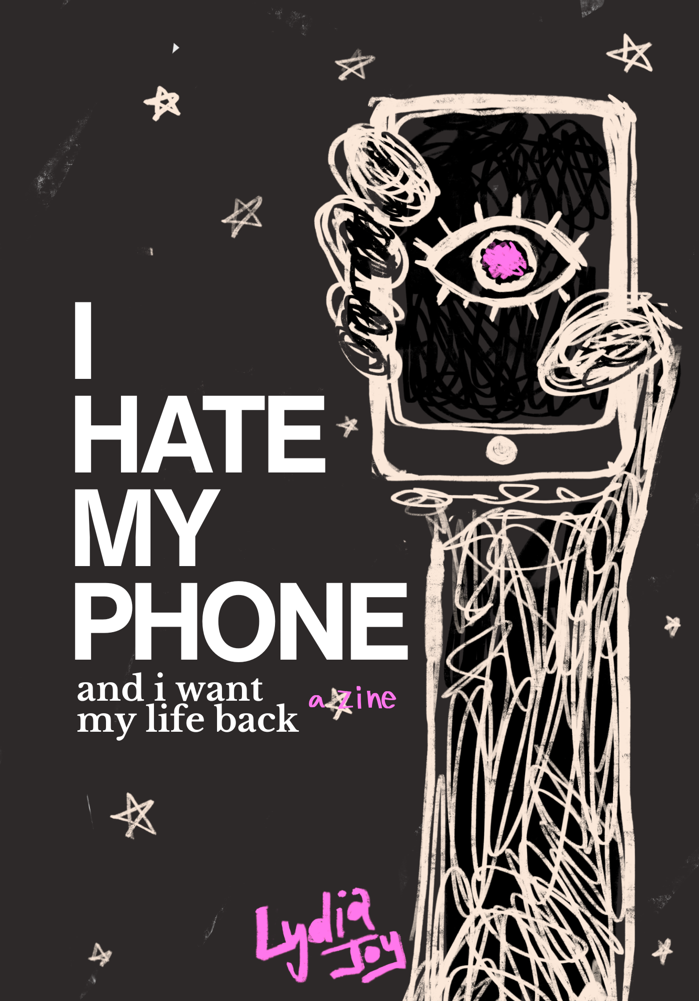 the cover of the "i hate my phone" zine.
