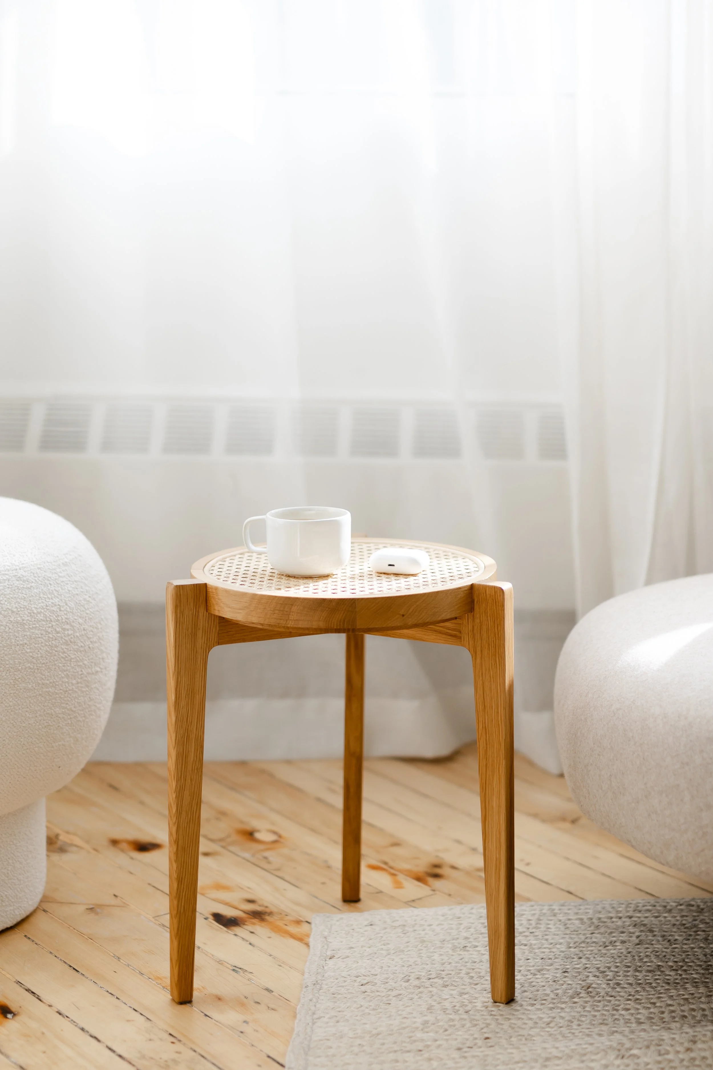 Inviting therapy office designed to help clients feel comfortable during in-person counselling sessions.