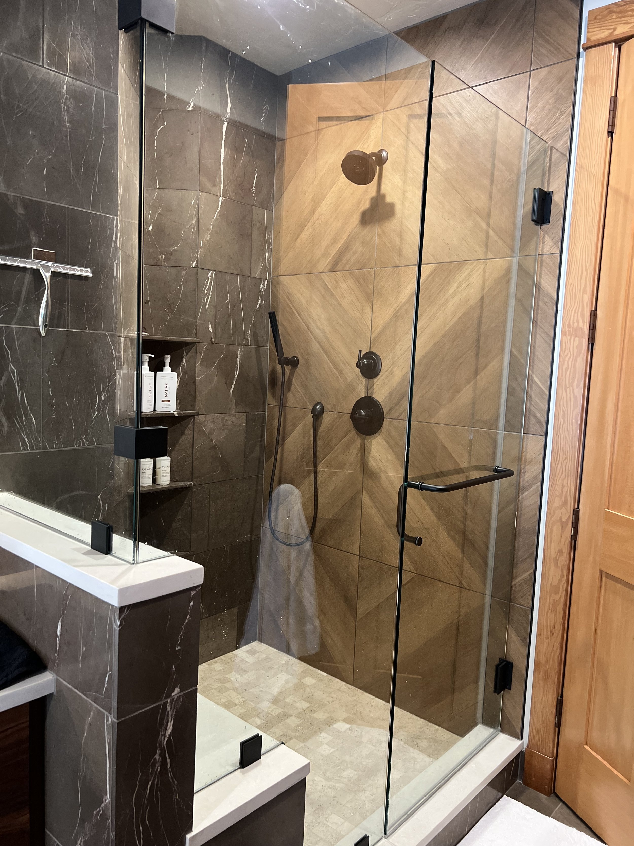 Marble tile shower
