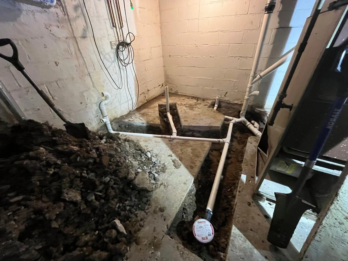 During basemnt plumbing