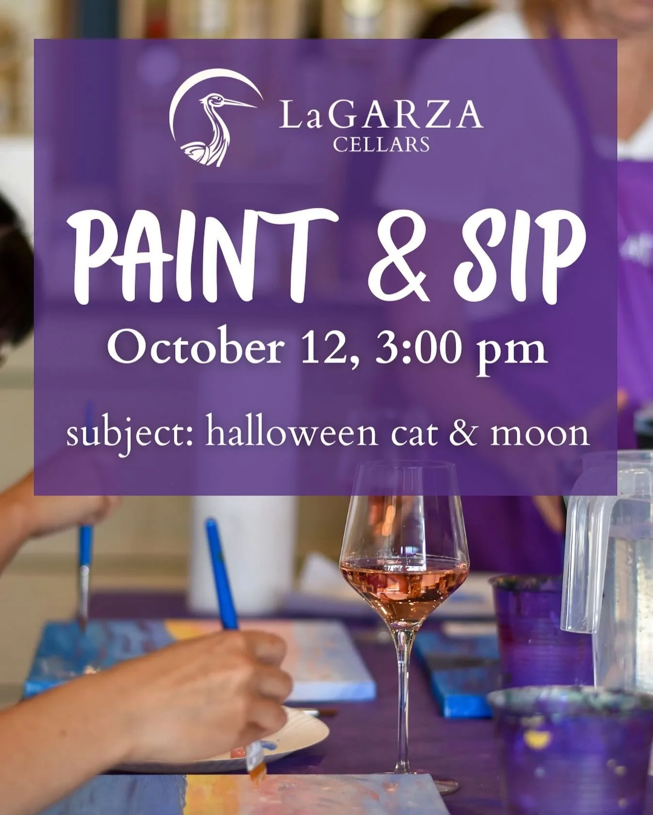 This Sunday! Come paint and sip wine with us at LaGarza Cellars! 🎨🖌️🍷