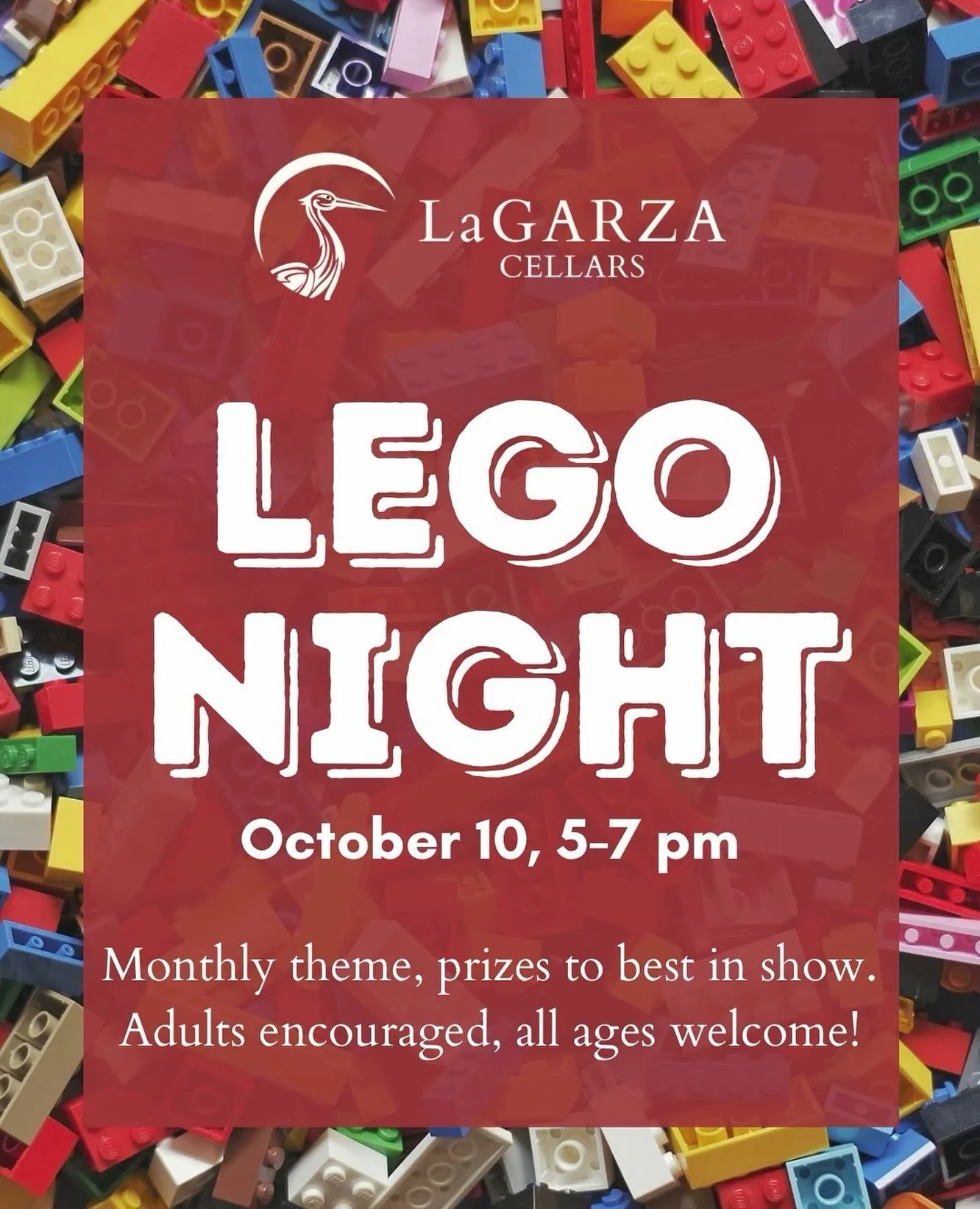 Tonight! Come build your best Lego creation. And if you&rsquo;re not into Legos, we have board games and card games. Come hang out 🍷🥂🍻