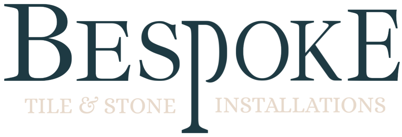 Bespoke Tile & Stone Installations logo with the company name in large dark blue letters and description in smaller light gray letters