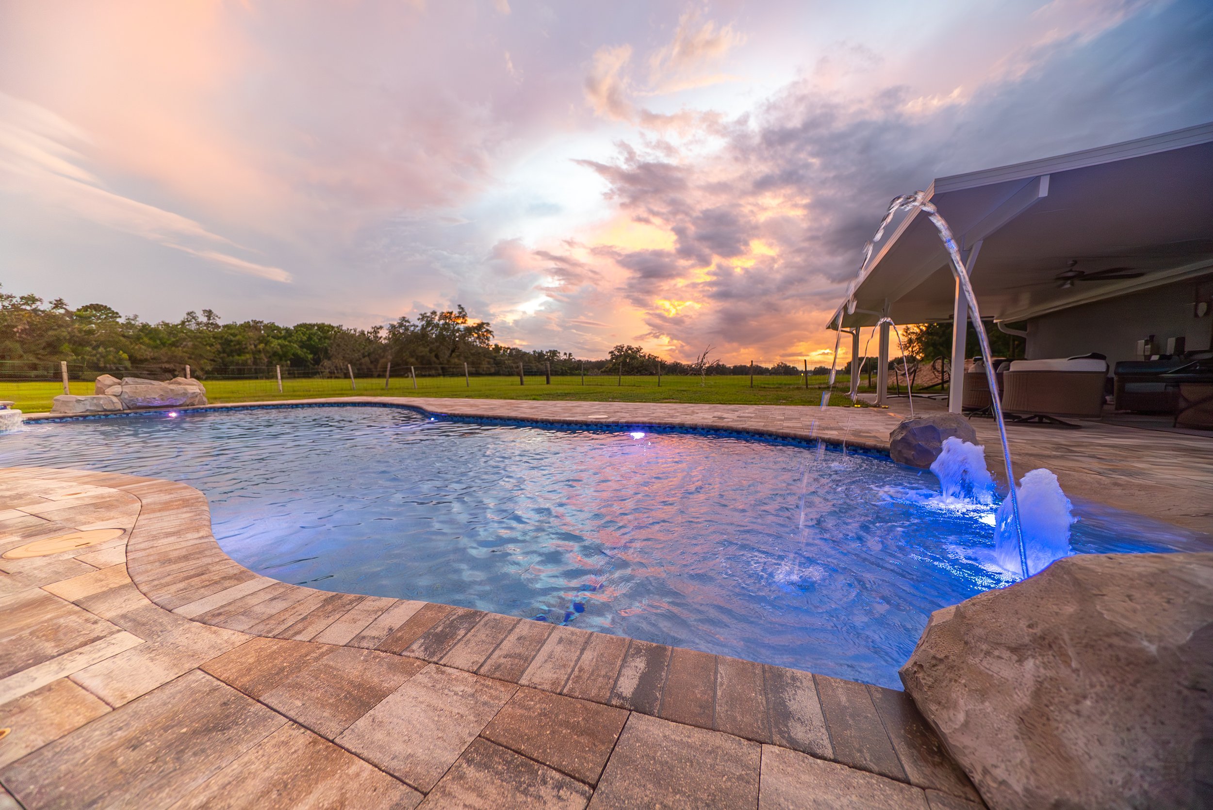 Swimming pool LED water features