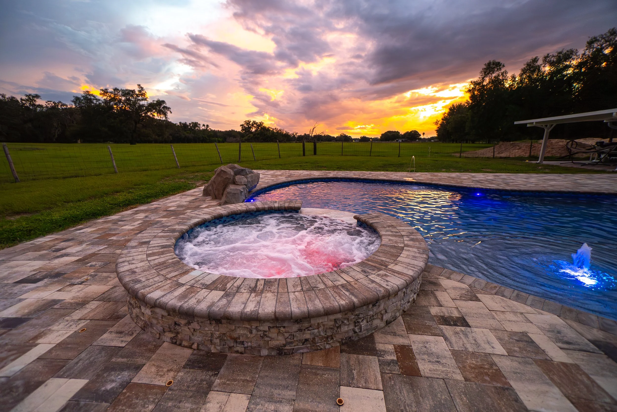 Spa lit up with LED lights