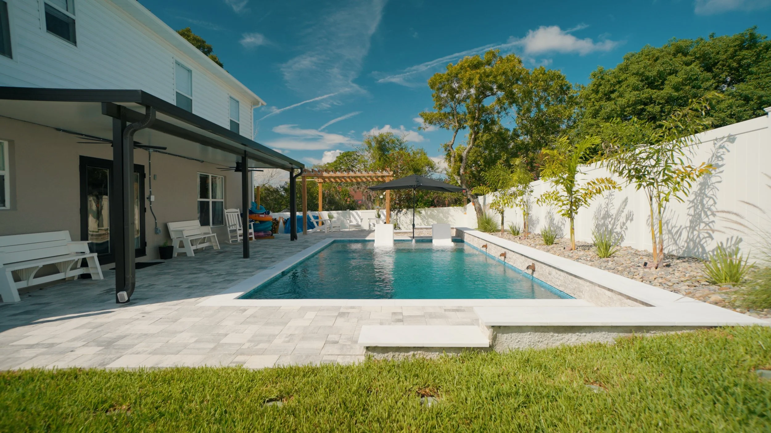 Rustic swimming pool construction