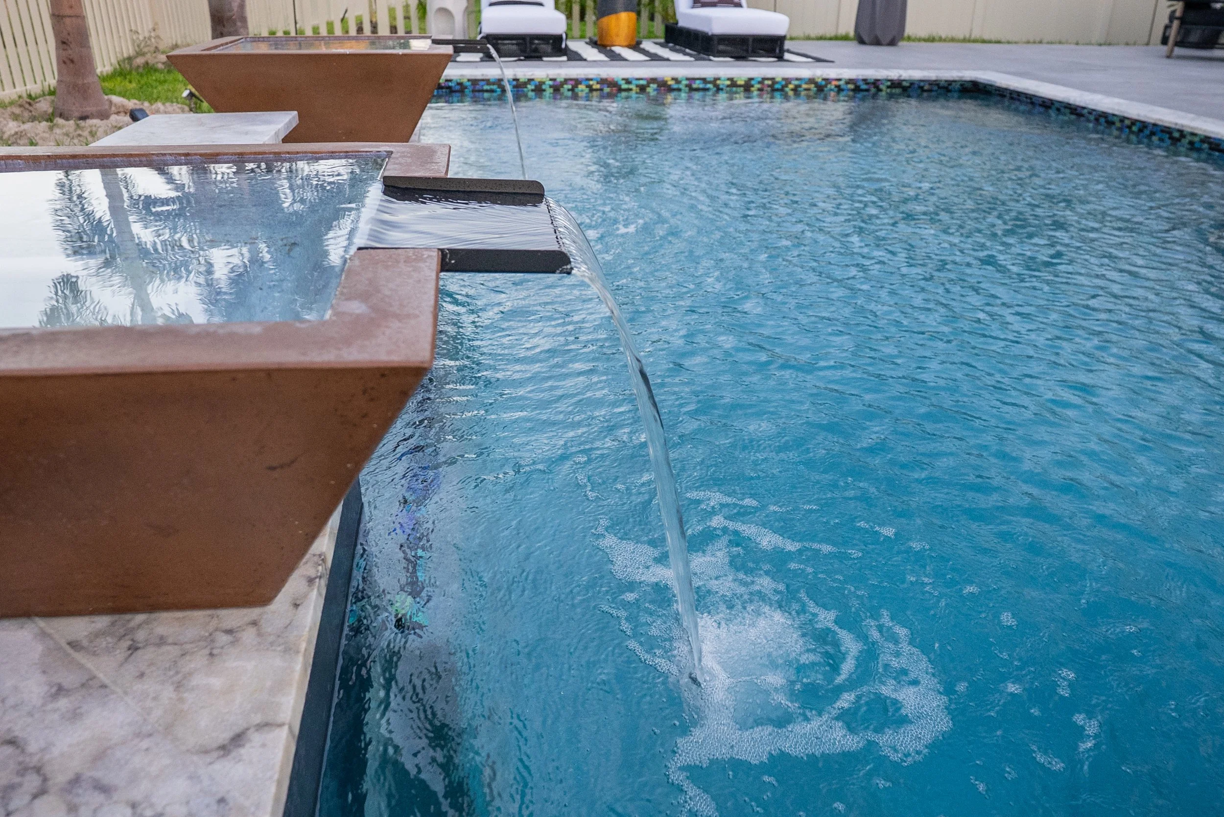 Copper water bowls with waterfall