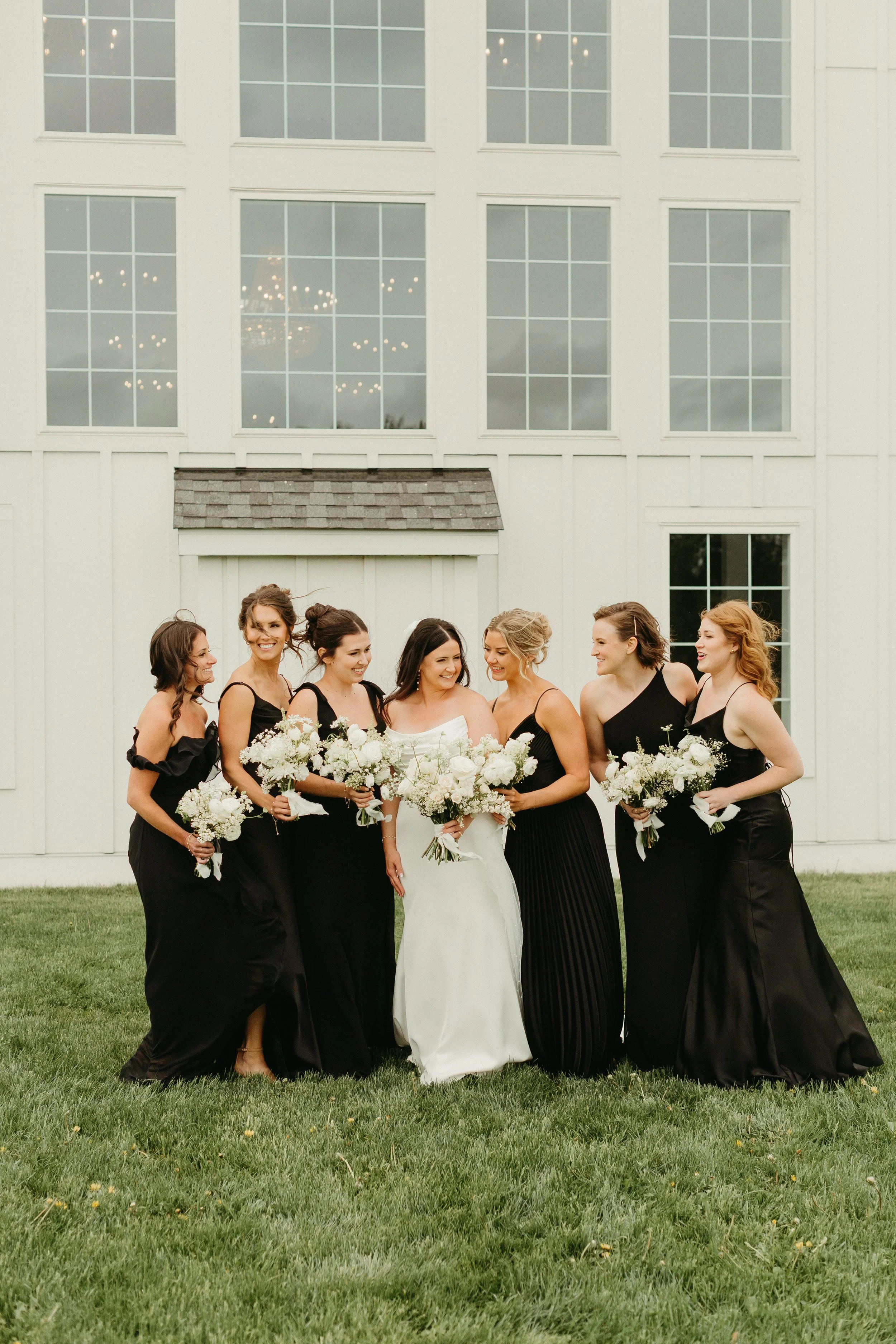 Elegant white and black wedding party