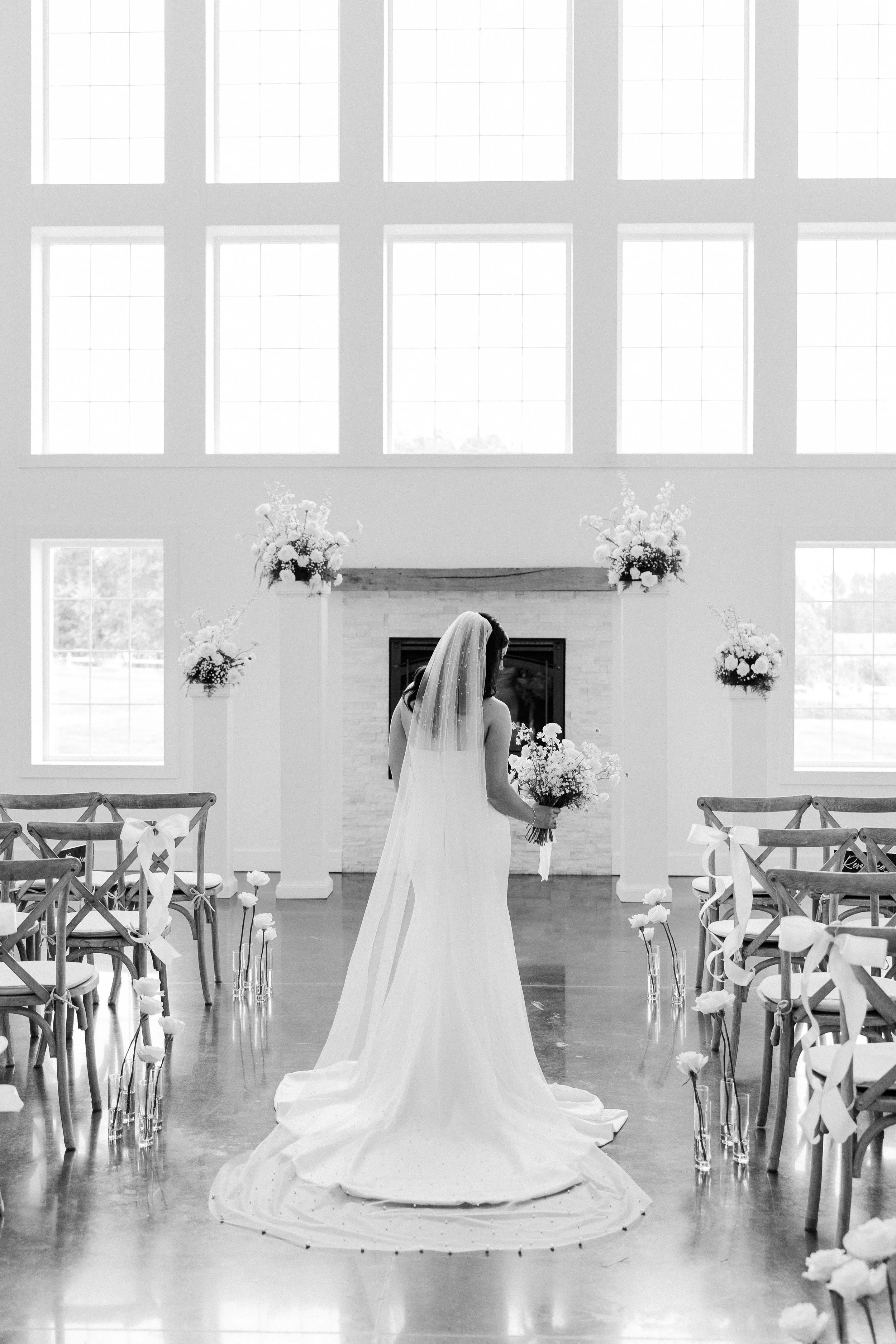 Fireplace wedding flowers