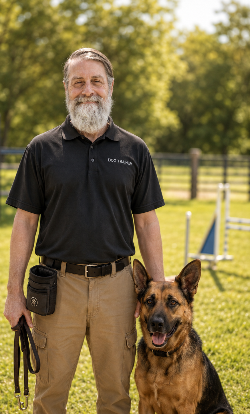 Paul on the agility course with his dog