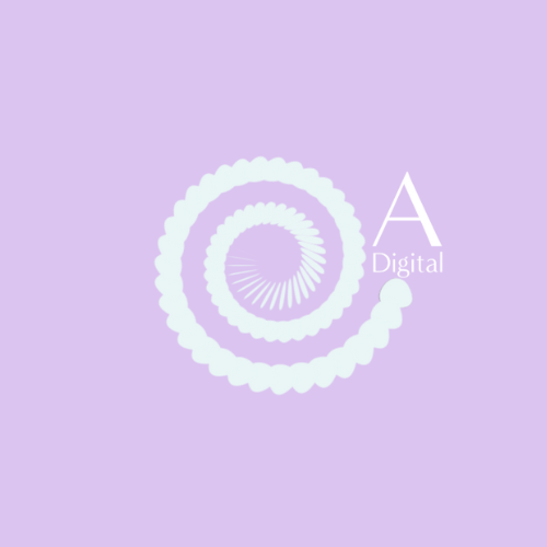 Light purple background with a white spiral graphic and the text 'A Digital' next to it.