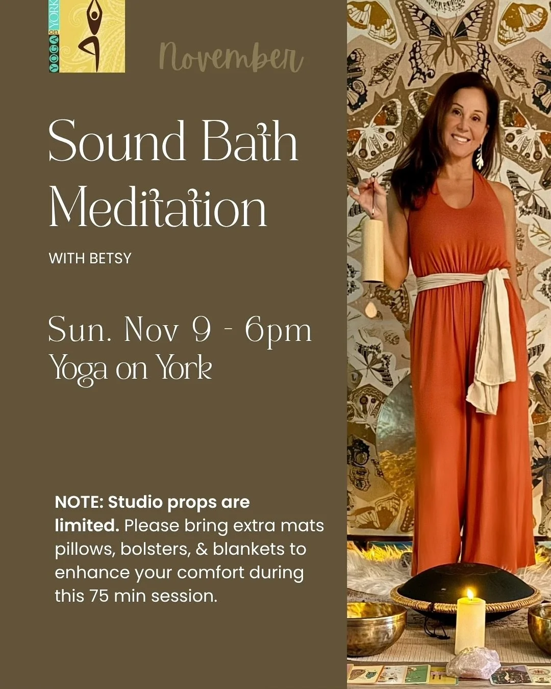 Join me for a 75 min Sound Bath Meditation at Yoga on York on the second Sunday of each month. Next one is November 9th at 6pm! Sign up early to reserve your spot! Https://www.yogaonyork.com/classes 🍂🍁🦃