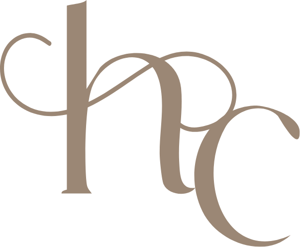 Stylized overlapping lowercase letters 'c', 'h', 'n', and 'c' in beige on black background.