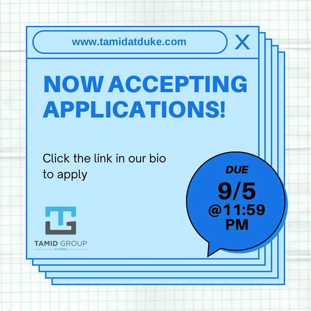 TAMID applications are now open! Applications are due on Friday night. You must attend at least one info session in order to apply.