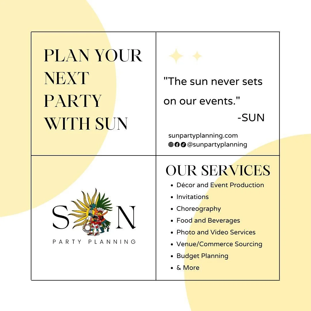 Ready to take your celebrations to the next level?&nbsp;&nbsp;Plan your next party with SUN Party Planning and let us turn your dreams into reality! From start to finish, we'll handle every detail, leaving you with unforgettable memories to cherish f