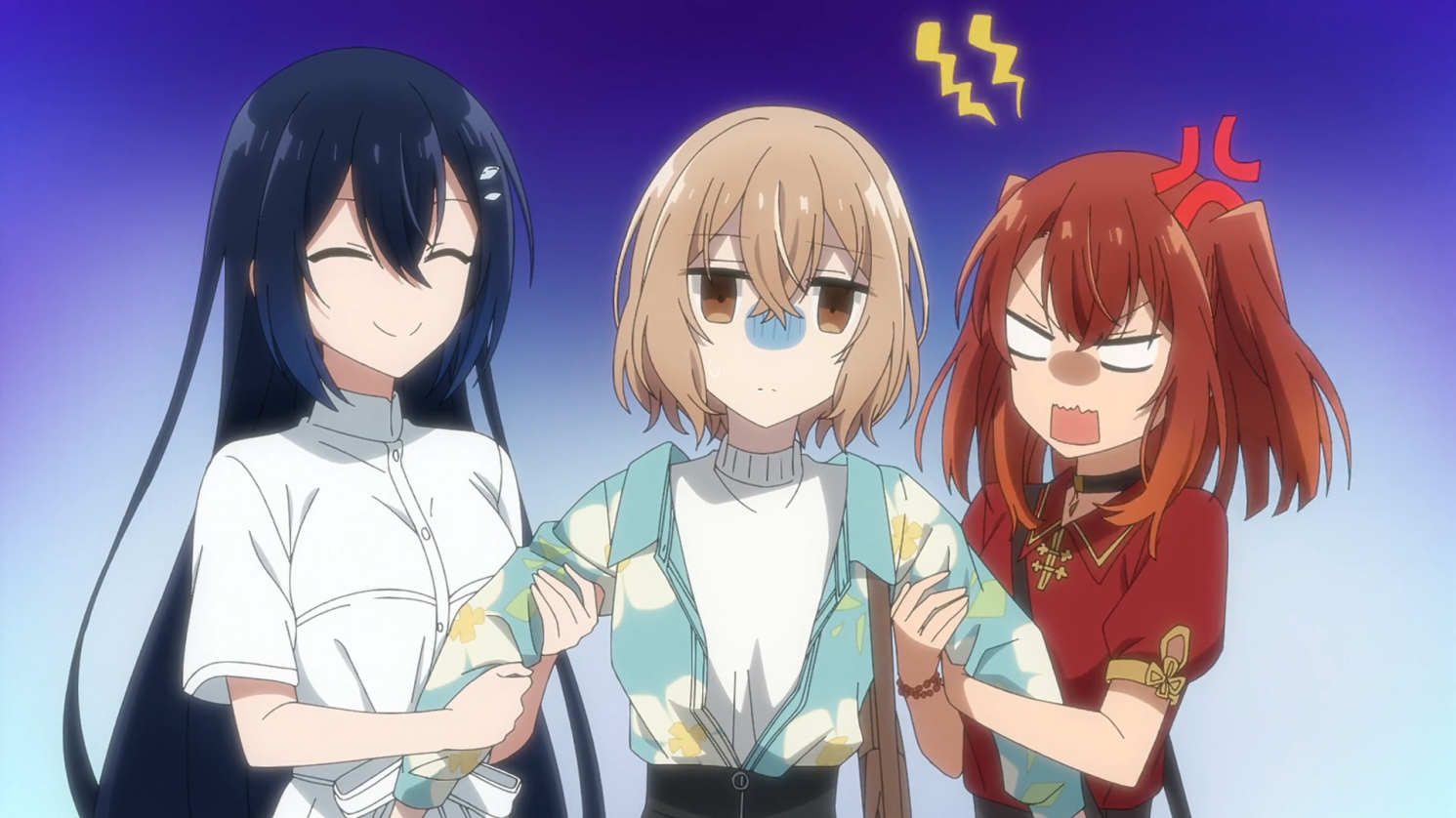 Hinako with Shiori and Miko holding her arms