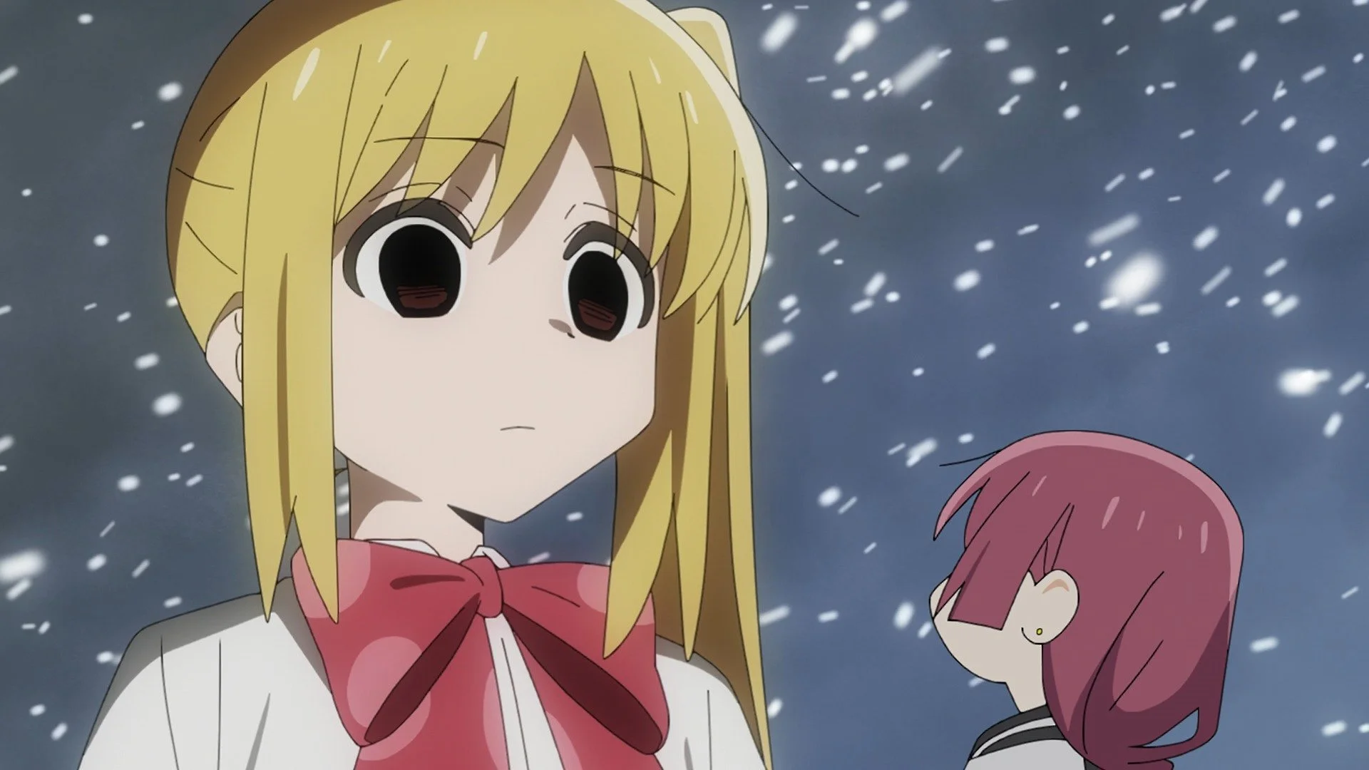 Nijika Ijichi staring coldly at Kikuri Hiroi