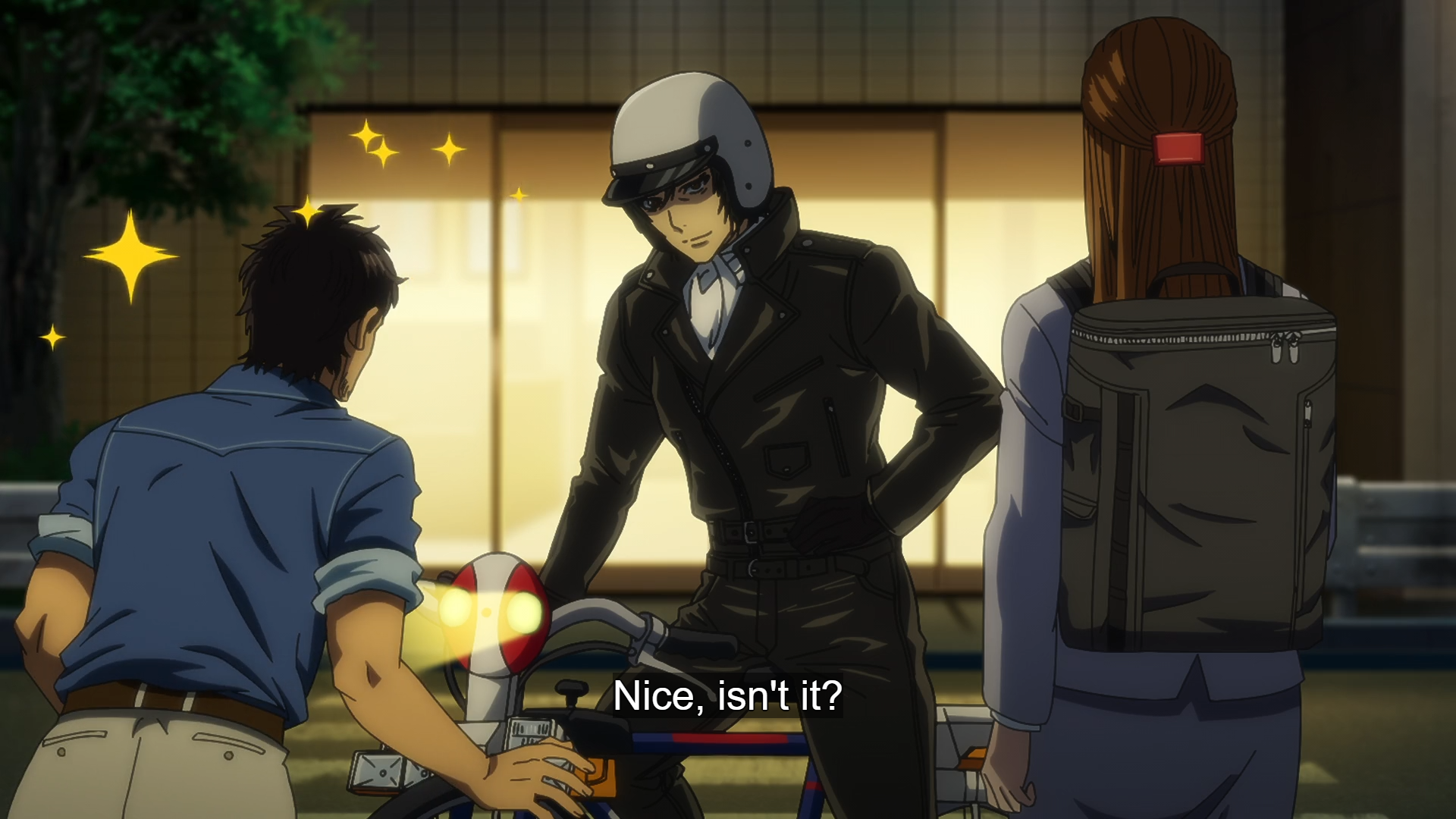Shimamura, Ichiyou saying that yes Tojima, his bike is nice isn't it?