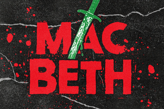 Mac Beth poster with blood splatters and knife