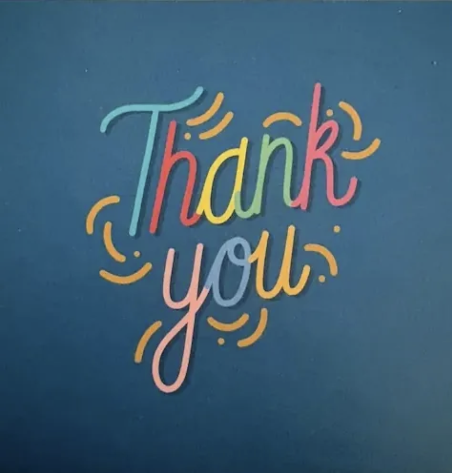 Handwritten thank you note from happy client