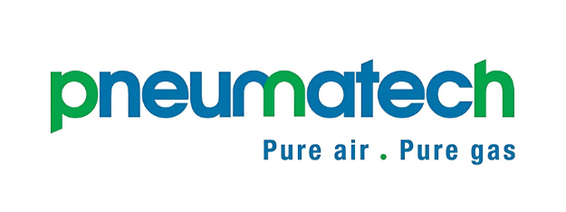 Logo for Pneumatech med teksten "Pure air. Pure gas."