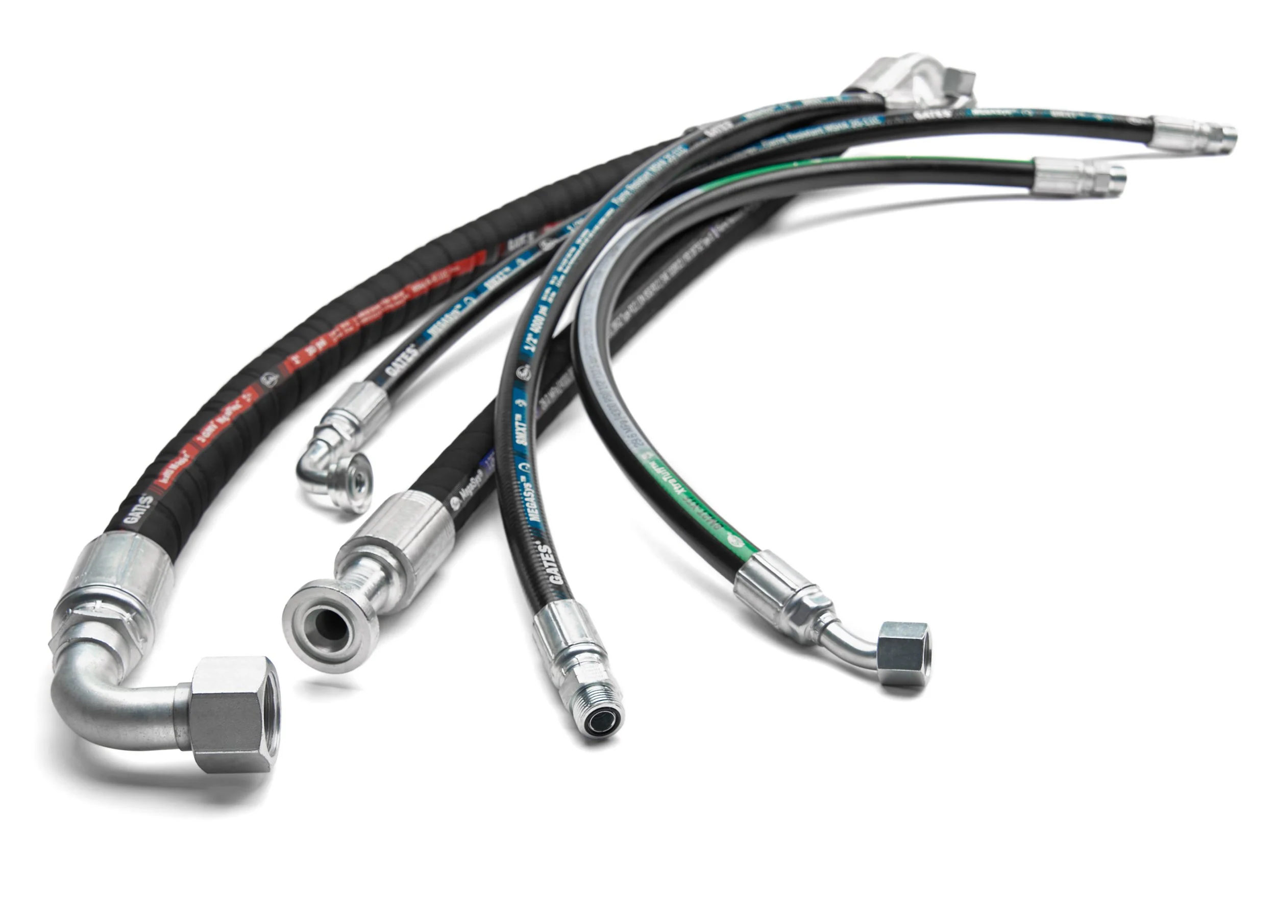 Høykvalitets metalrør og slanger med koblinger, brukt til hydrauliske eller pneumatikske applikasjoner.