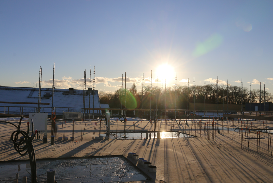 Våning 4 med öppet plan under pågående byggnation.