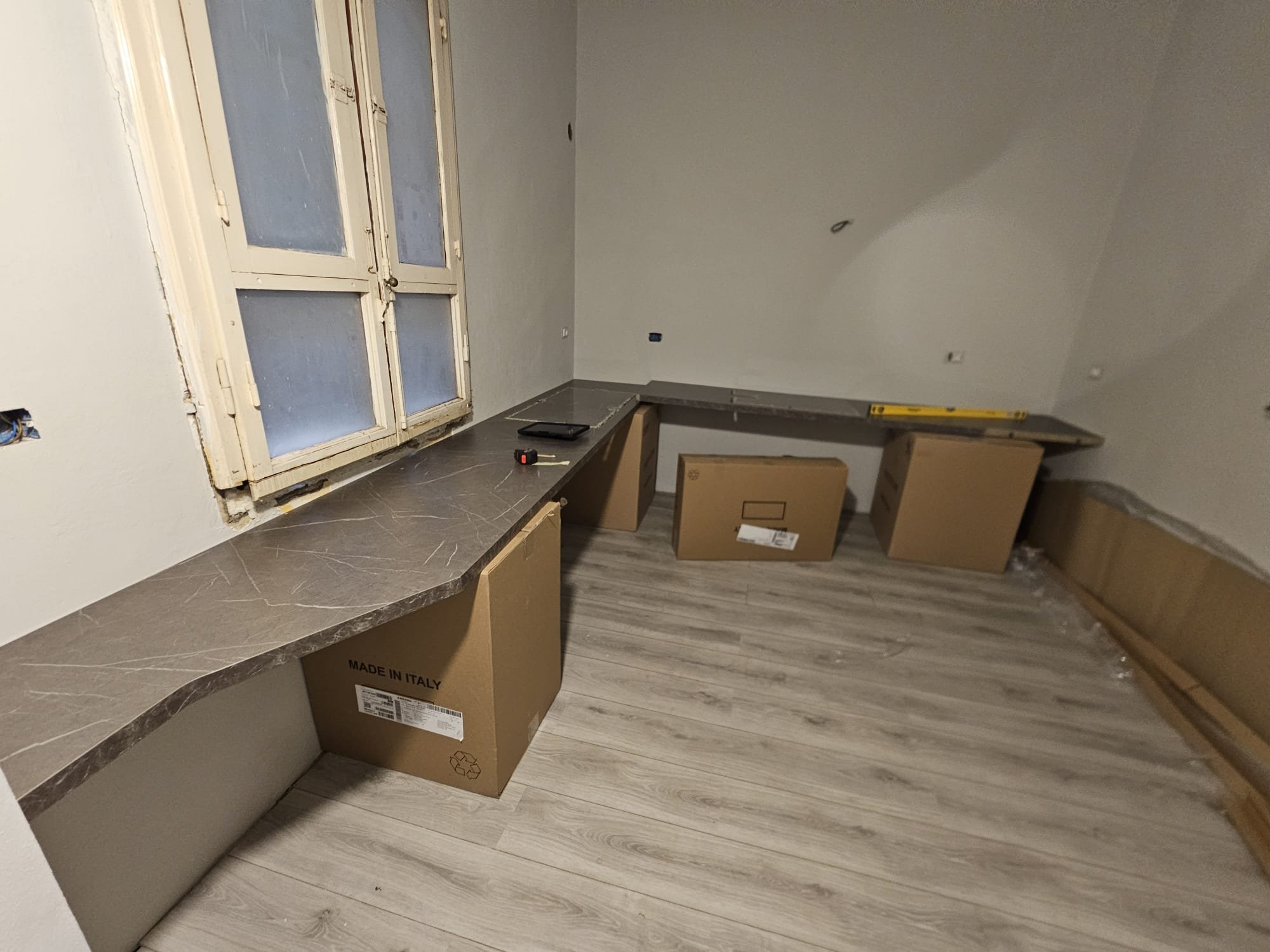 Worksurfaces put in place