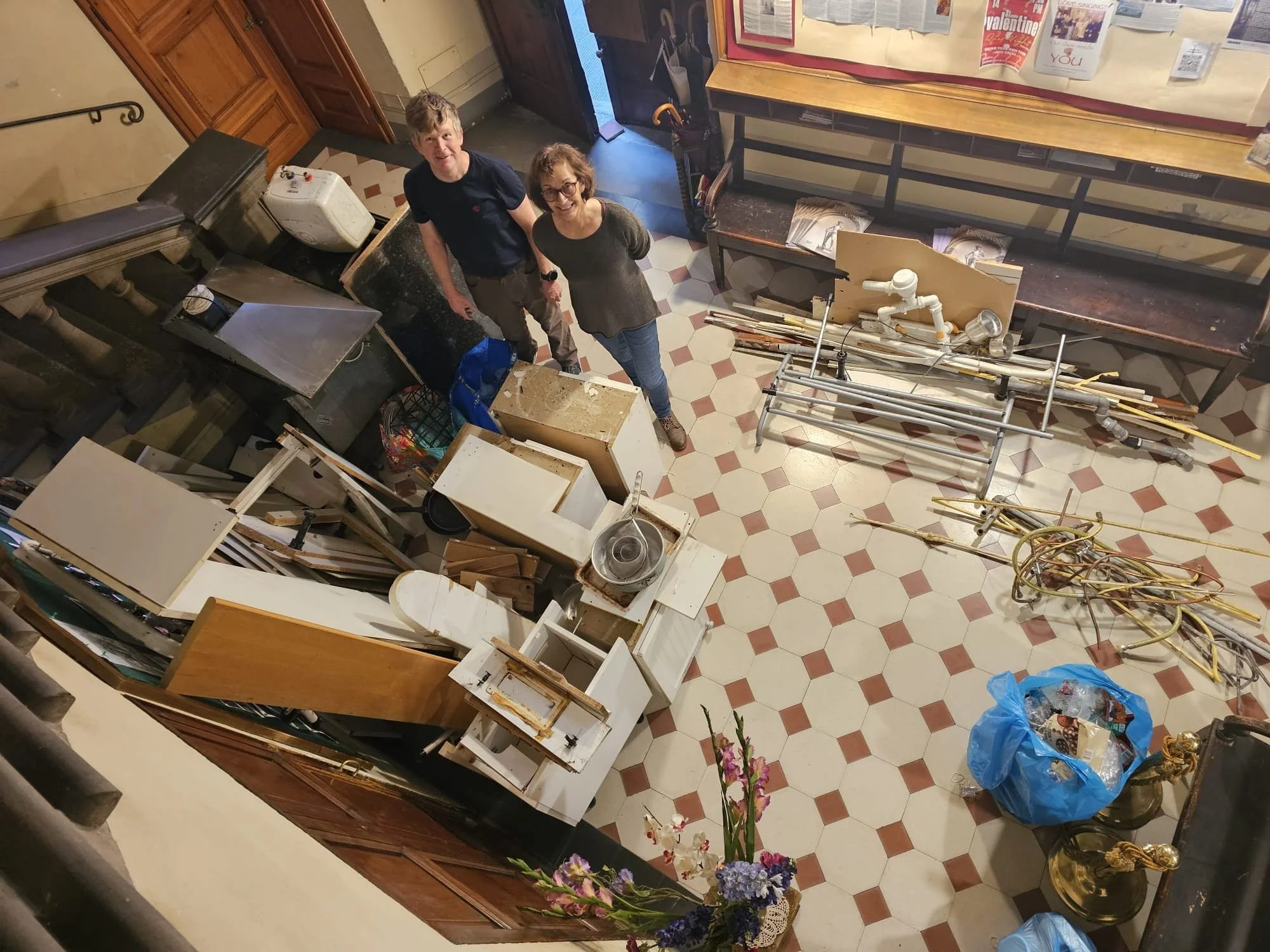 Thanks to Father Chris, Peter, Bernadette and all who helped bring things down from the kitchen, to be taken away by Alia.