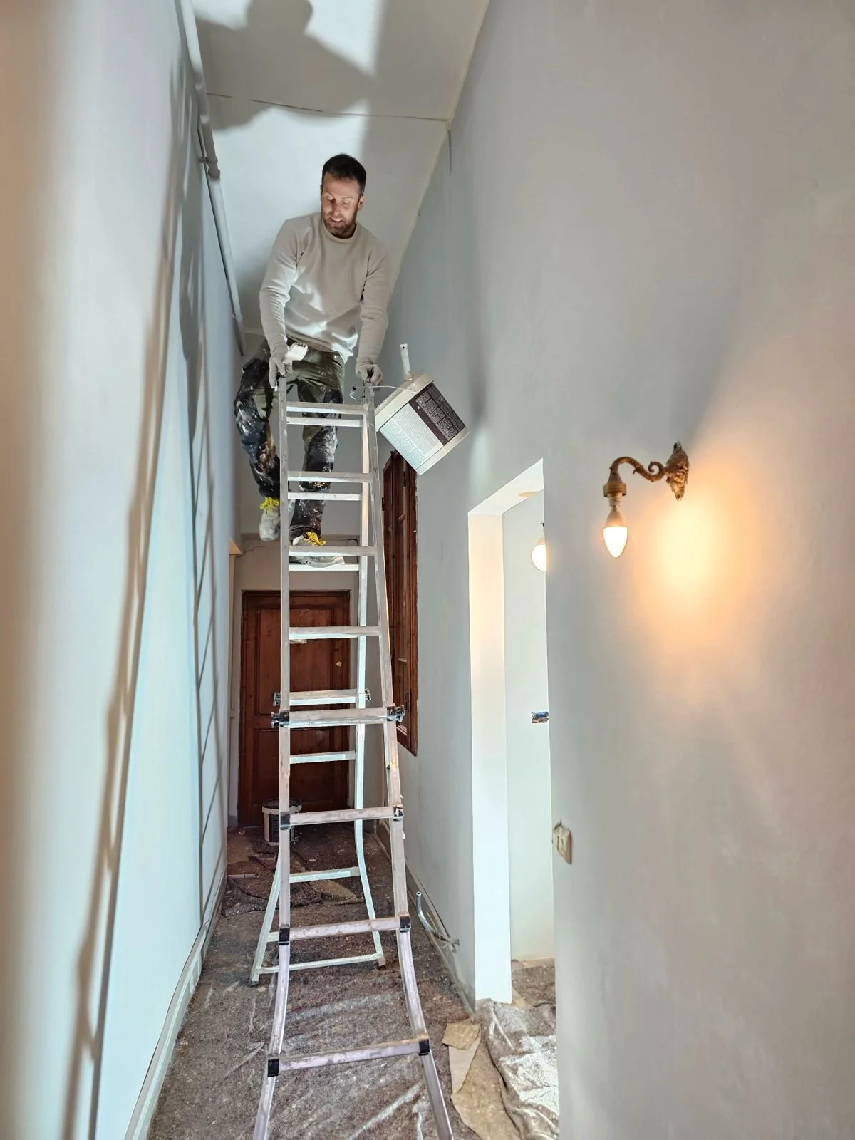 Painting the hallway outside the kitchen