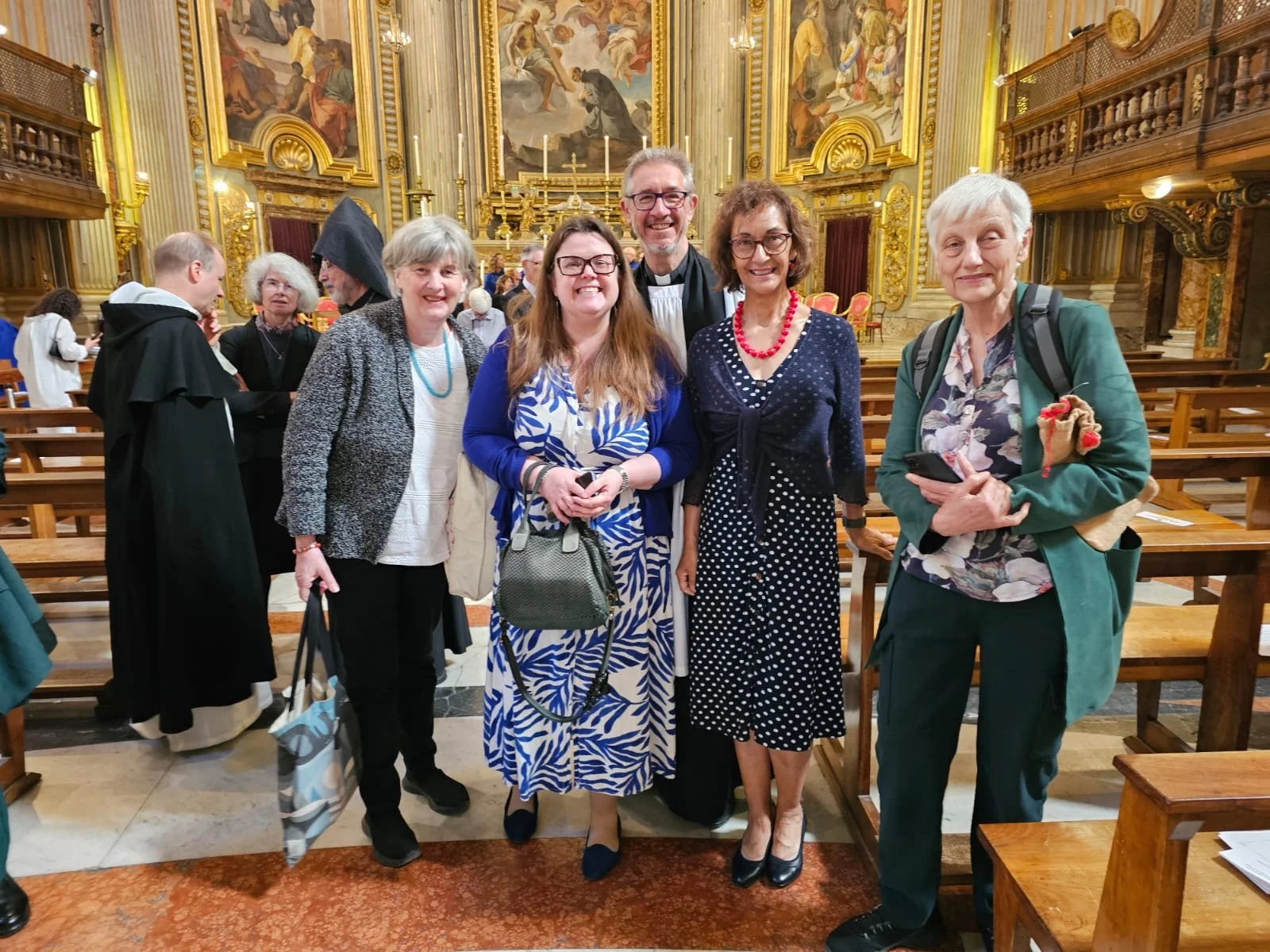 Some of us from Holy Cross, Bologna, 
St Mark's, Florence and St James Episcopal Church Florence, at the commissioning of Bishop Anthony Ball as the Archbishop of Cantebury's representative to the Holy See in the Chiesa Sant Ignazio di Loyola, Rome