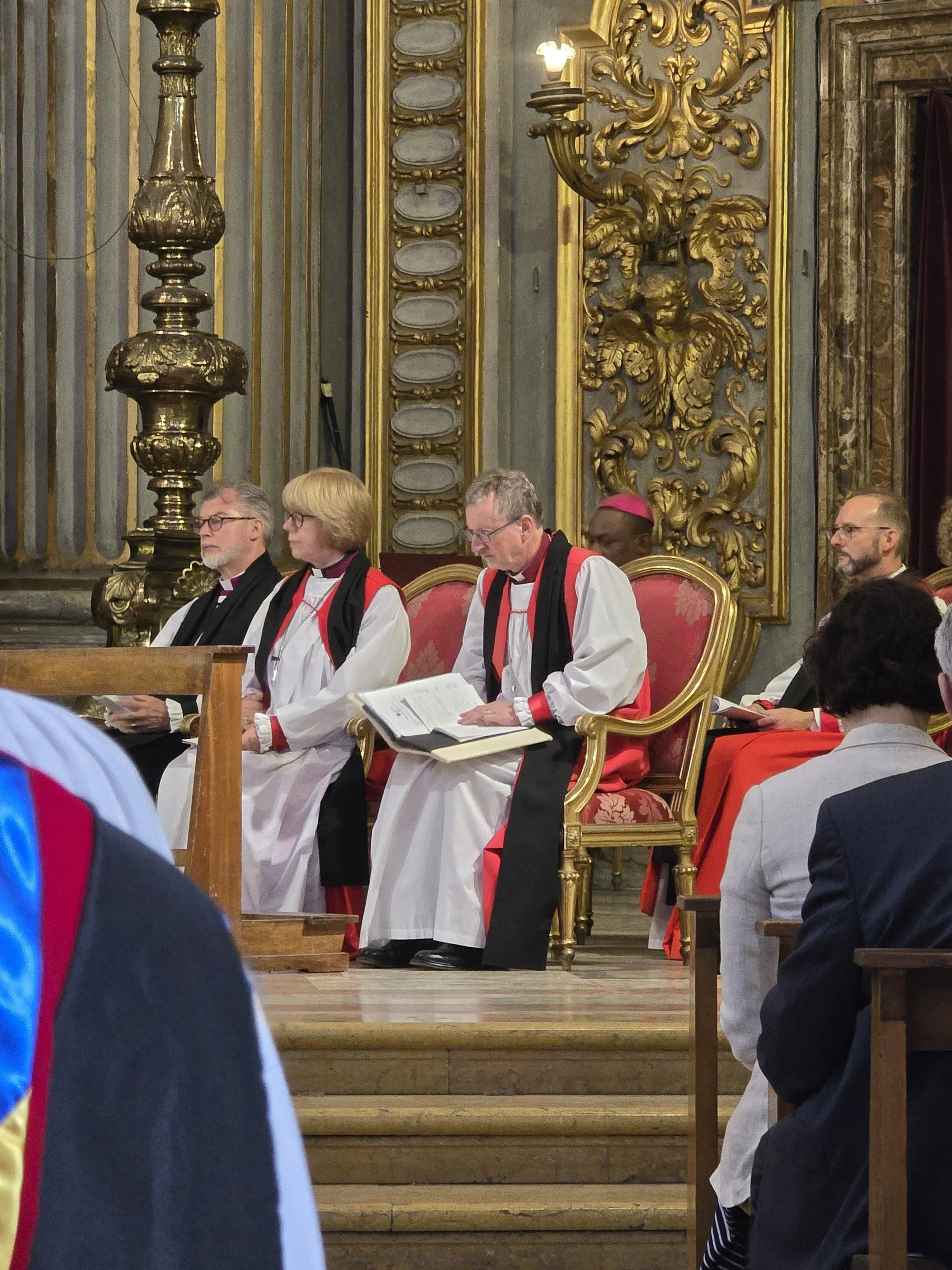 The Most Revd & Right Hon. Dame Sarah Mullally, Archbishop of Canterbury, with Bishop Robert, Diocese of Europe at Chiesa Sant Ignazio di Loyola, Rome