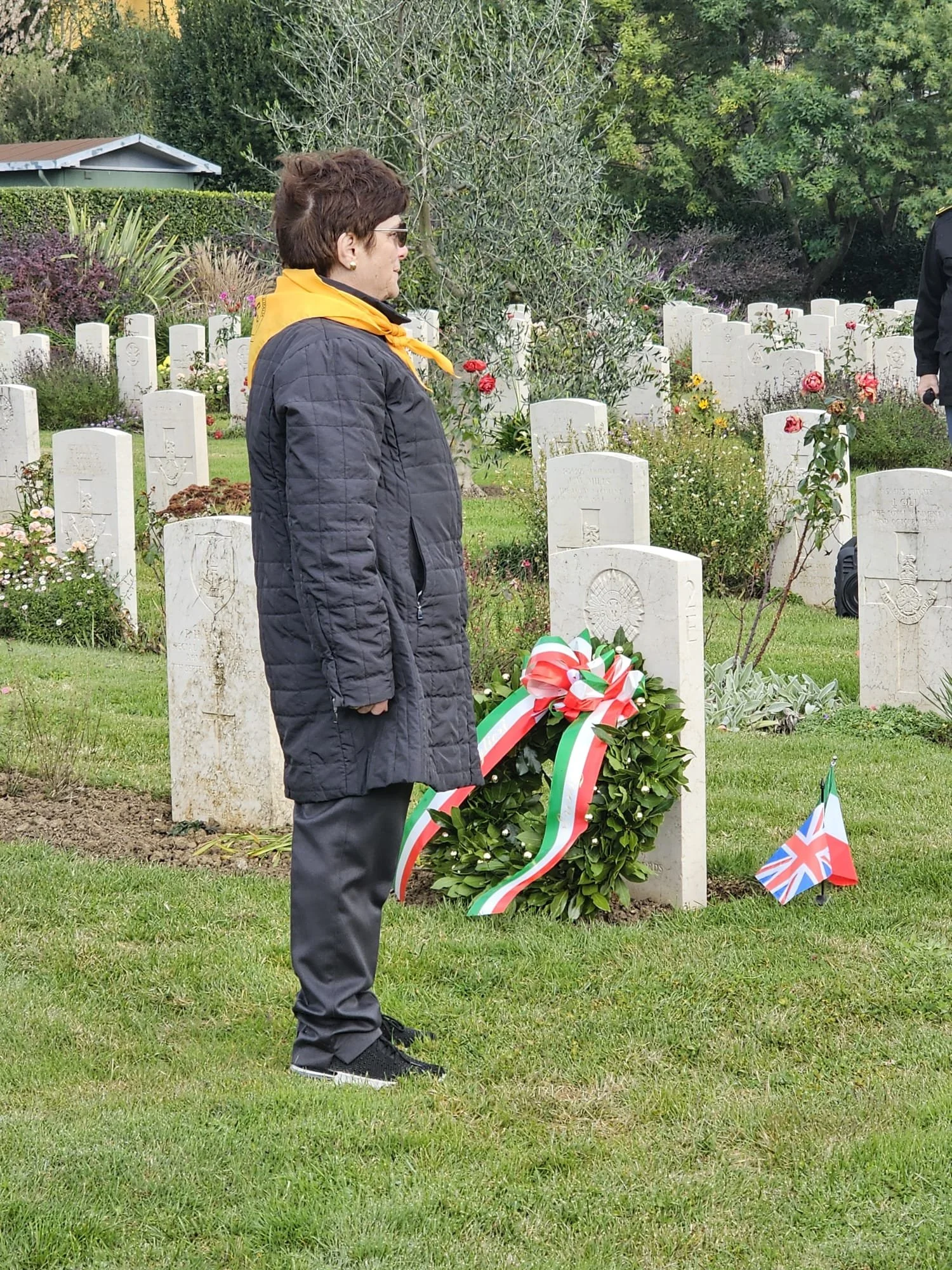 A wreath laid for Scots Guard, Lieutenant Hugh Motain Snell. He was the first casualty of the Allied forces during the liberation of Florence, in August 1944.