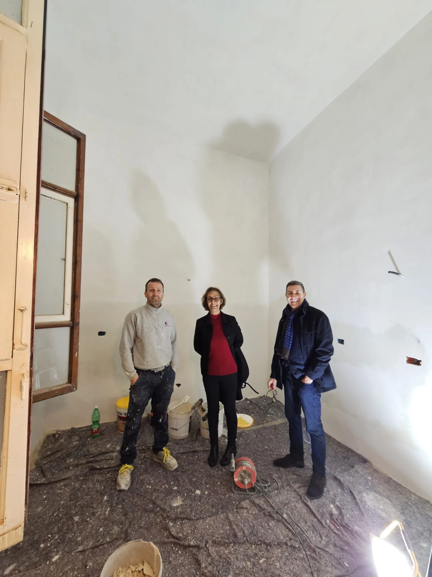 Fabio, our builder, Bernadette and Project Manager Cosimo