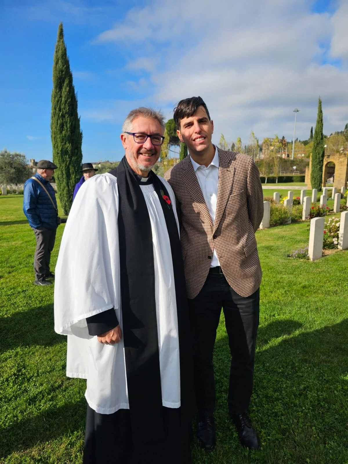 Father Chris with the Vice Mayor of Fiesole, Tommaso Manzini