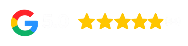 Google logo with '5.0' and five stars, indicating a review or rating.