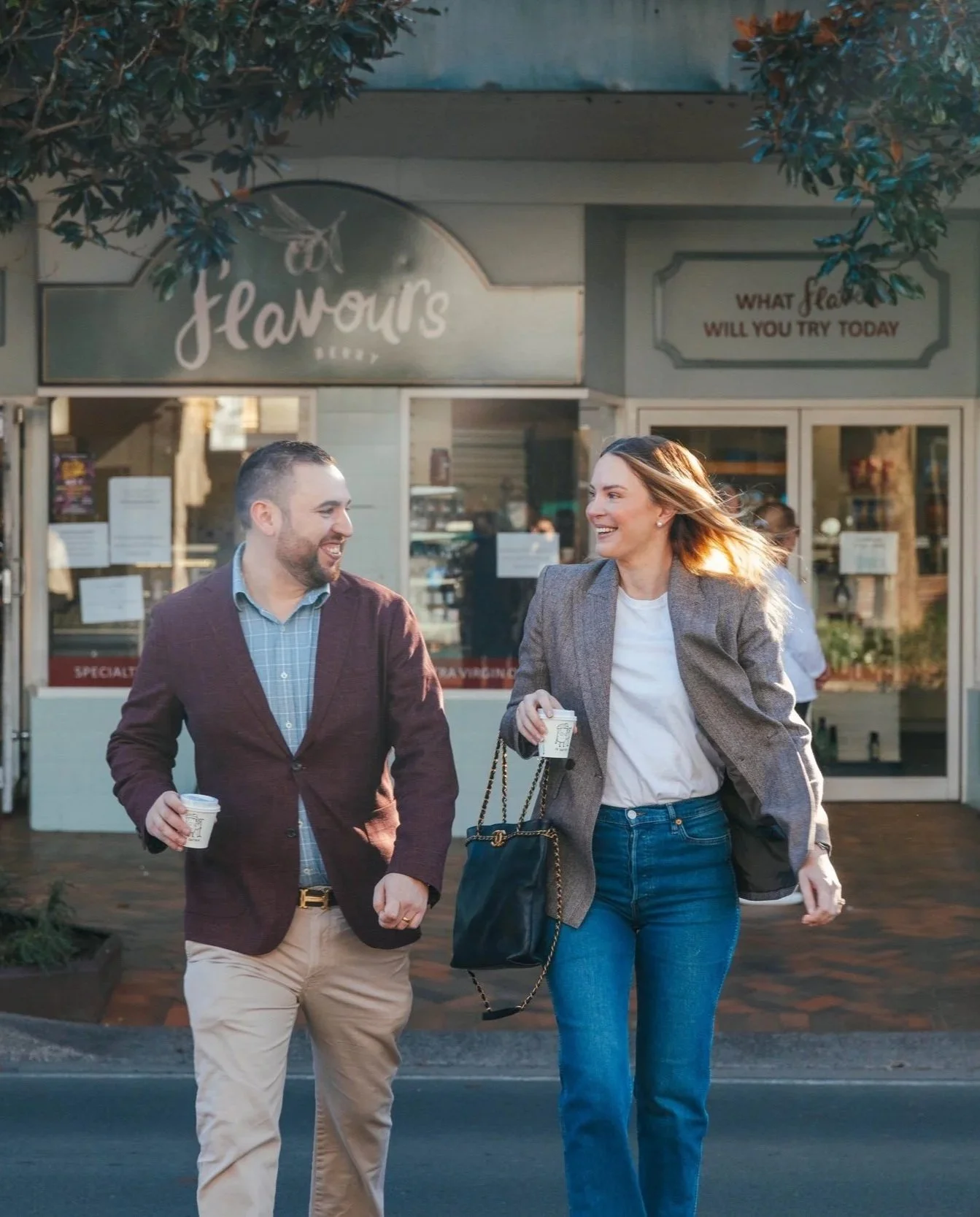 Two Shorebreak Finance team members walking together in Berry