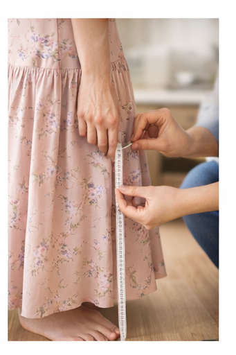 A purple, floor-length gown with a flowing skirt, draped fabric, and a slight train.