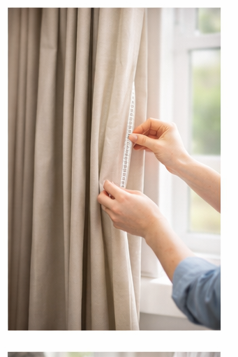 Colorful tropical-themed curtain with butterflies, birds, and foliage, hanging beside a wooden cabinet.